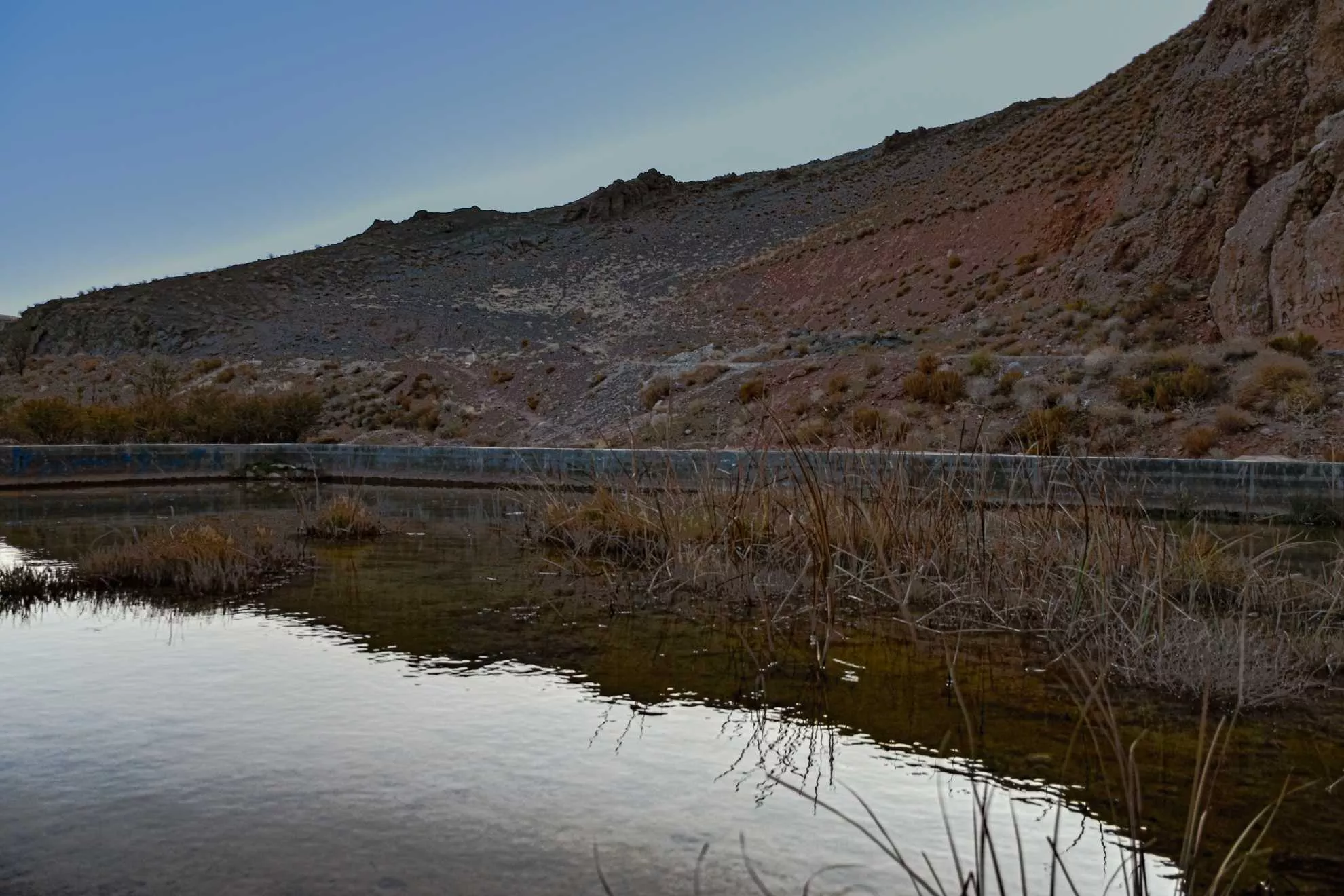 Sunrise in autumn in the nature of desert and dry mountains